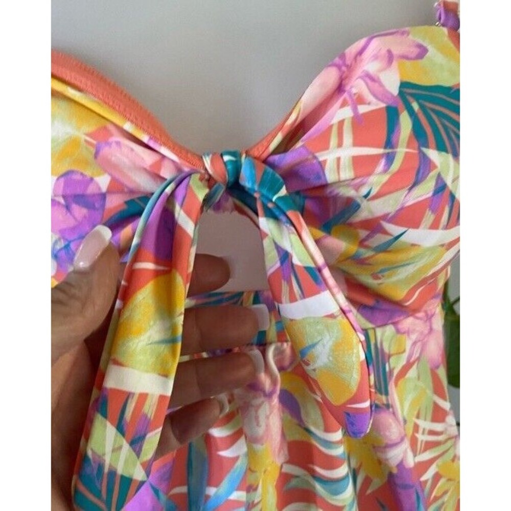 Floral Front Tie Tankini Size XL